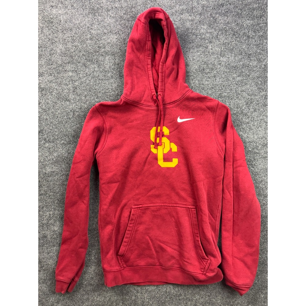 Nike Hoodie Mens Small Red USC Trojans Pullover Fleece Sweatshirt Graphic Logo